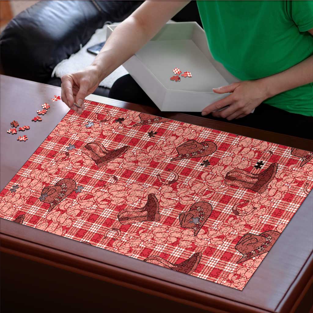 Red Palaka Hawaii Cowboy Puzzle Puakenikeni Lei Paniolo Papale Seamless Vibes - Polynesian Pride