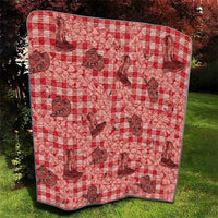 Red Palaka Hawaii Cowboy Quilt Puakenikeni Lei Paniolo Papale Seamless Vibes - Polynesian Pride