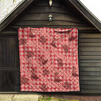 Red Palaka Hawaii Cowboy Quilt Puakenikeni Lei Paniolo Papale Seamless Vibes - Polynesian Pride