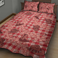 Red Palaka Hawaii Cowboy Quilt Bed Set Puakenikeni Lei Paniolo Papale Seamless Vibes - Polynesian Pride