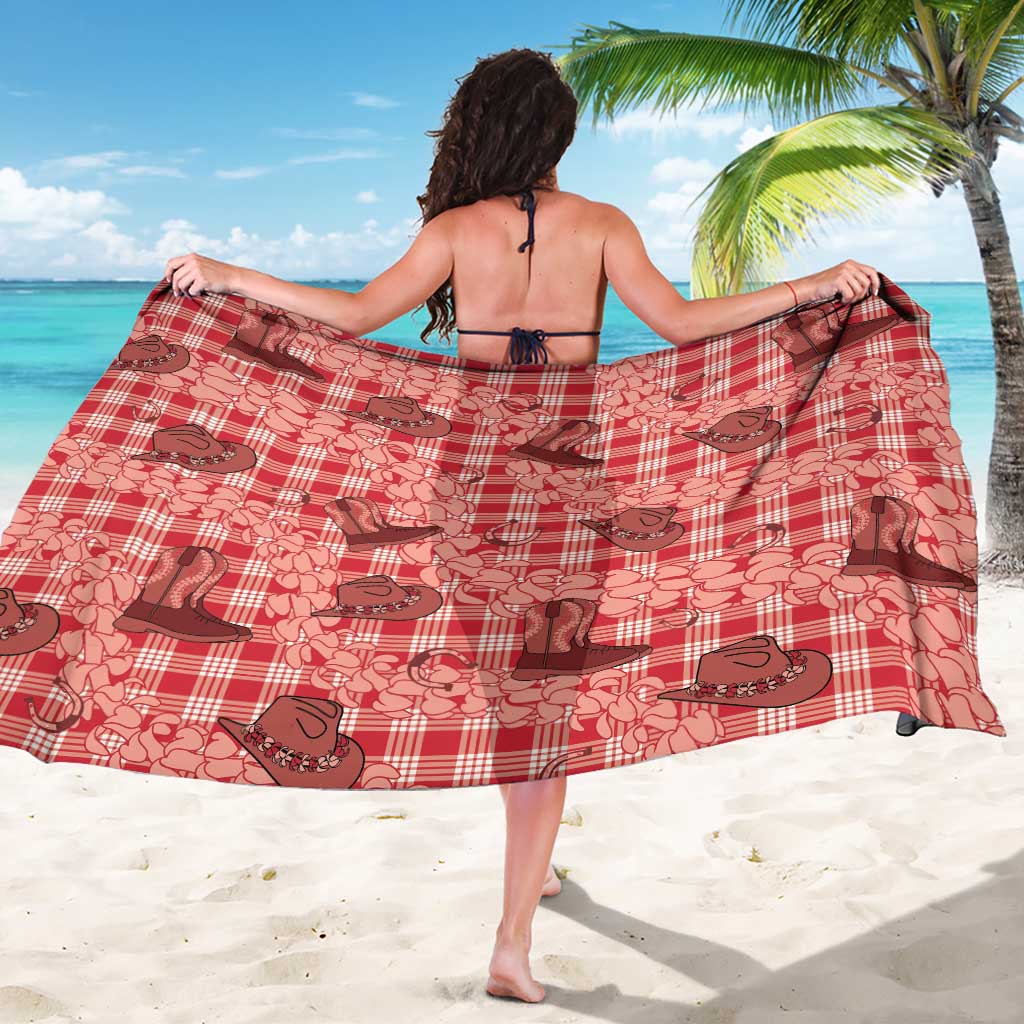 Red Palaka Hawaii Cowboy Sarong Puakenikeni Lei Paniolo Papale Seamless Vibes - Polynesian Pride