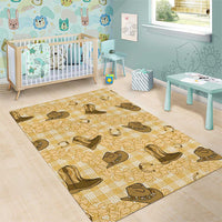 Yellow Palaka Hawaii Cowboy Area Rug Puakenikeni Lei Paniolo Papale Seamless Vibes - Polynesian Pride