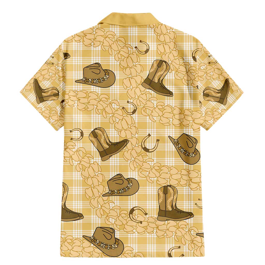 Yellow Palaka Hawaii Cowboy Family Matching Mermaid Dress and Hawaiian Shirt Puakenikeni Lei Paniolo Papale Seamless Vibes - Polynesian Pride