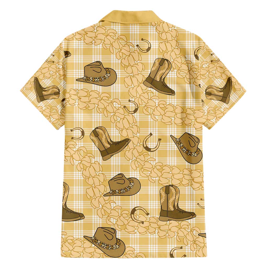 Yellow Palaka Hawaii Cowboy Family Matching Summer Maxi Dress and Hawaiian Shirt Puakenikeni Lei Paniolo Papale Seamless Vibes - Polynesian Pride