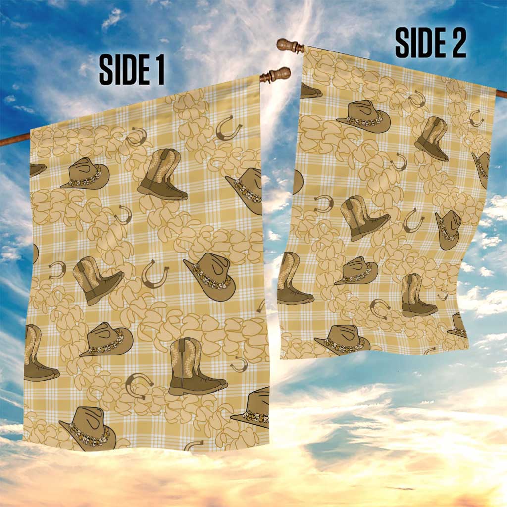 Yellow Palaka Hawaii Cowboy Garden Flag Puakenikeni Lei Paniolo Papale Seamless Vibes - Polynesian Pride