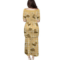 Yellow Palaka Hawaii Cowboy Puletasi Puakenikeni Lei Paniolo Papale Seamless Vibes - Polynesian Pride