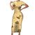Yellow Palaka Hawaii Cowboy Short Sleeve Bodycon Dress Puakenikeni Lei Paniolo Papale Seamless Vibes - Polynesian Pride