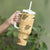 Yellow Palaka Hawaii Cowboy Tumbler With Handle Puakenikeni Lei Paniolo Papale Seamless Vibes - Polynesian Pride