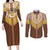 Aloha Hawaii Cowboy Custome Couples Matching Long Sleeve Bodycon Dress and Long Sleeve Button Shirt Puakenikeni Lei Palaka Tassel Style - Polynesian Pride
