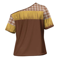 Aloha Hawaii Cowboy Custome Cross Shoulder Shirt Puakenikeni Lei Palaka Tassel Style - Polynesian Pride