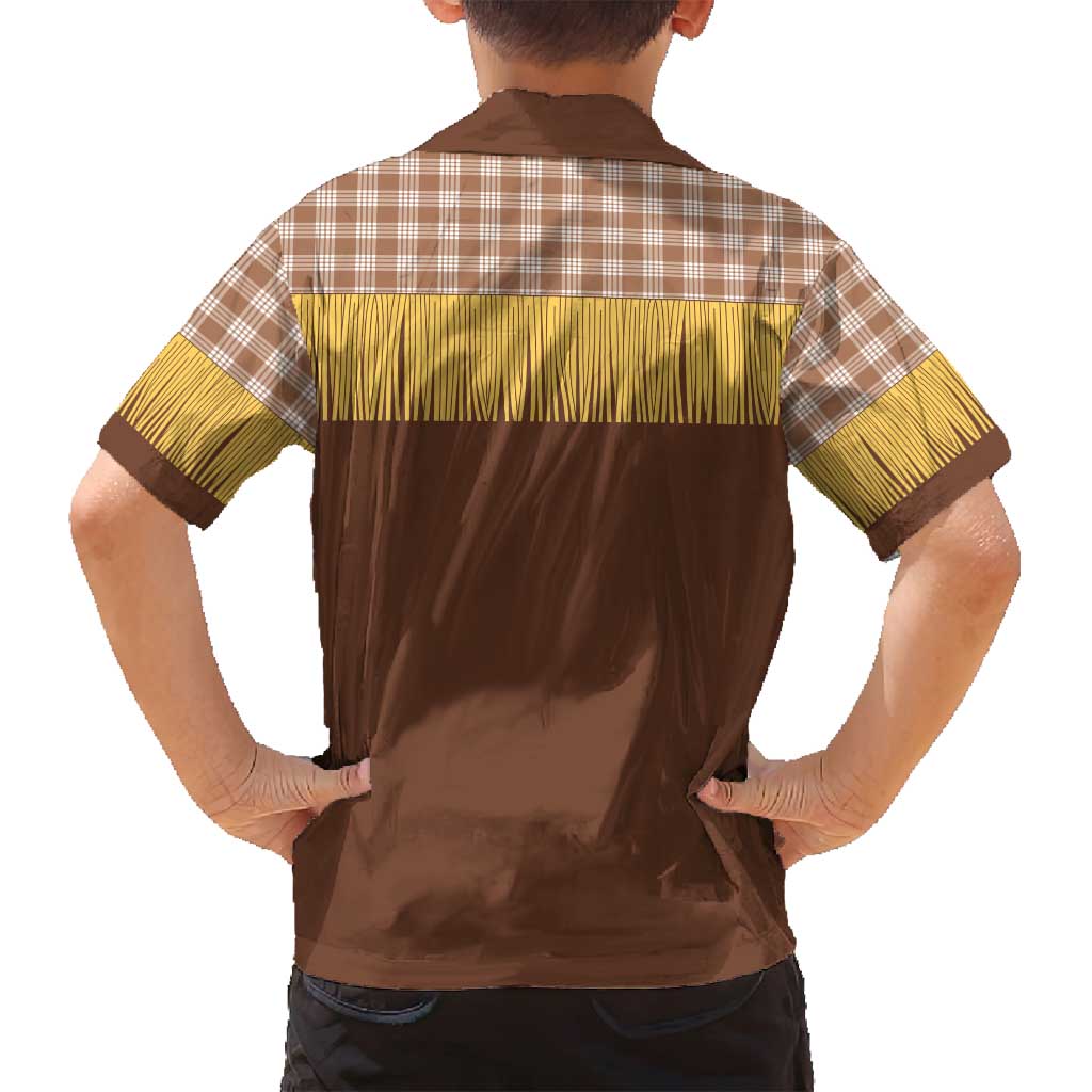 Aloha Hawaii Cowboy Custome Family Matching Puletasi and Hawaiian Shirt Puakenikeni Lei Palaka Tassel Style - Polynesian Pride