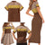 Aloha Hawaii Cowboy Custome Family Matching Short Sleeve Bodycon Dress and Hawaiian Shirt Puakenikeni Lei Palaka Tassel Style - Polynesian Pride
