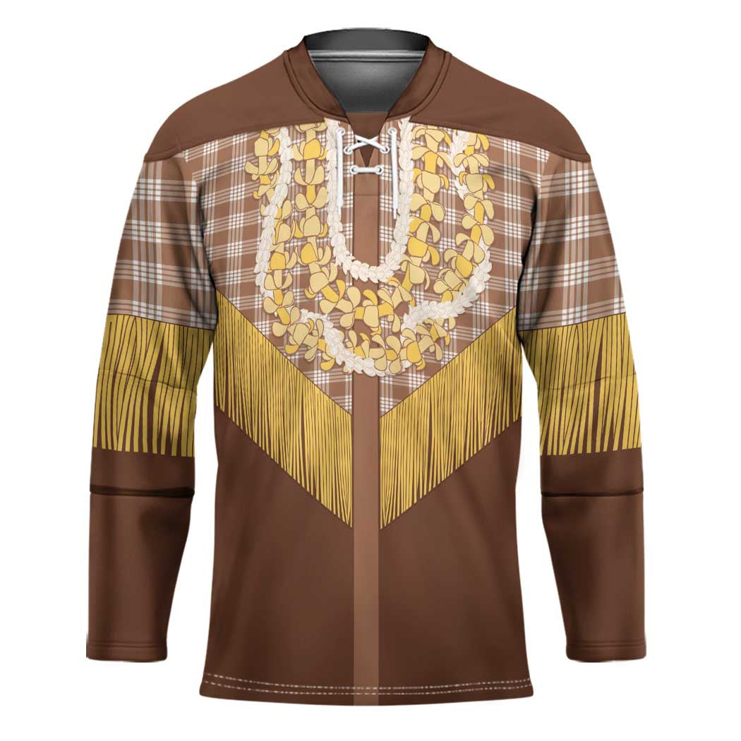 Aloha Hawaii Cowboy Custome Hockey Jersey Puakenikeni Lei Palaka Tassel Style - Polynesian Pride