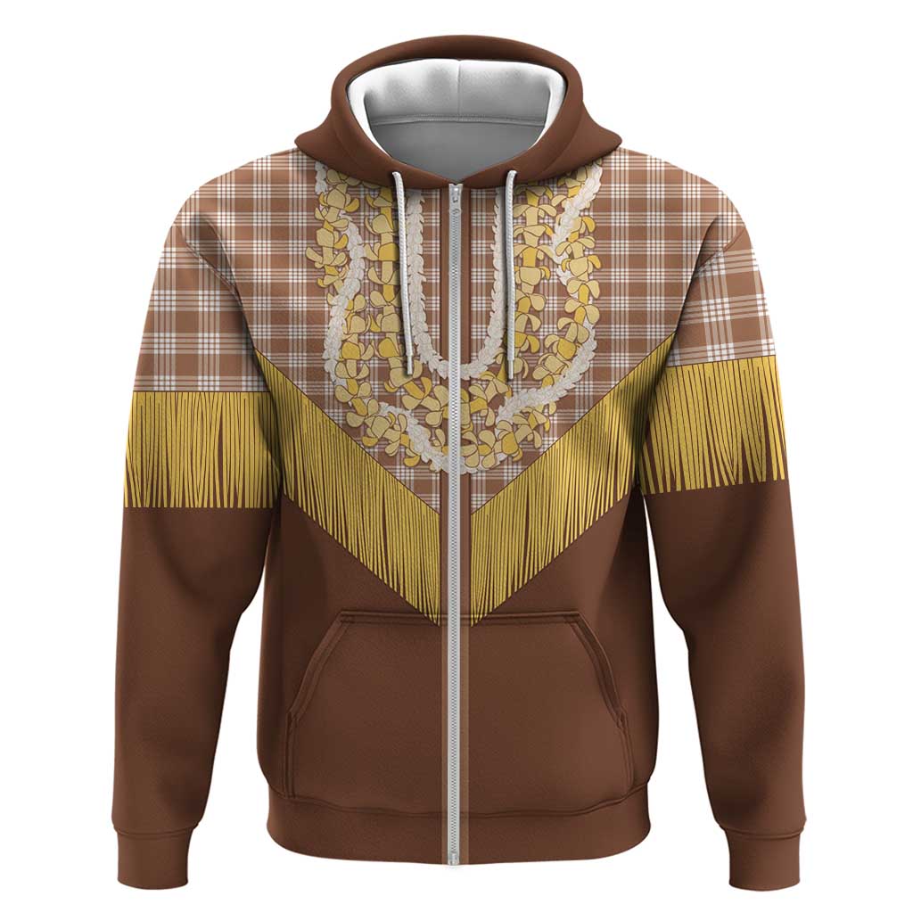 Aloha Hawaii Cowboy Custome Hoodie Puakenikeni Lei Palaka Tassel Style - Polynesian Pride