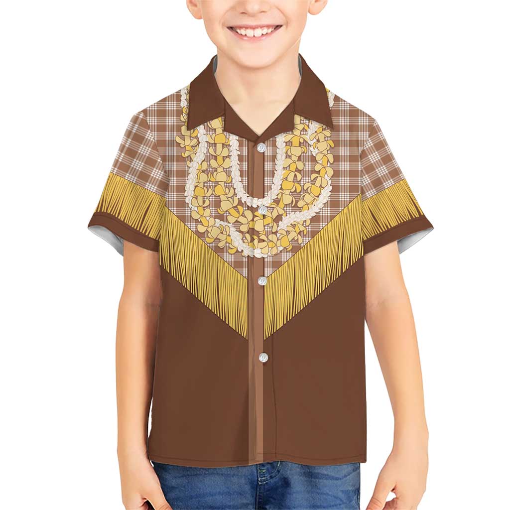 Aloha Hawaii Cowboy Custome Kid Hawaiian Shirt Puakenikeni Lei Palaka Tassel Style - Polynesian Pride