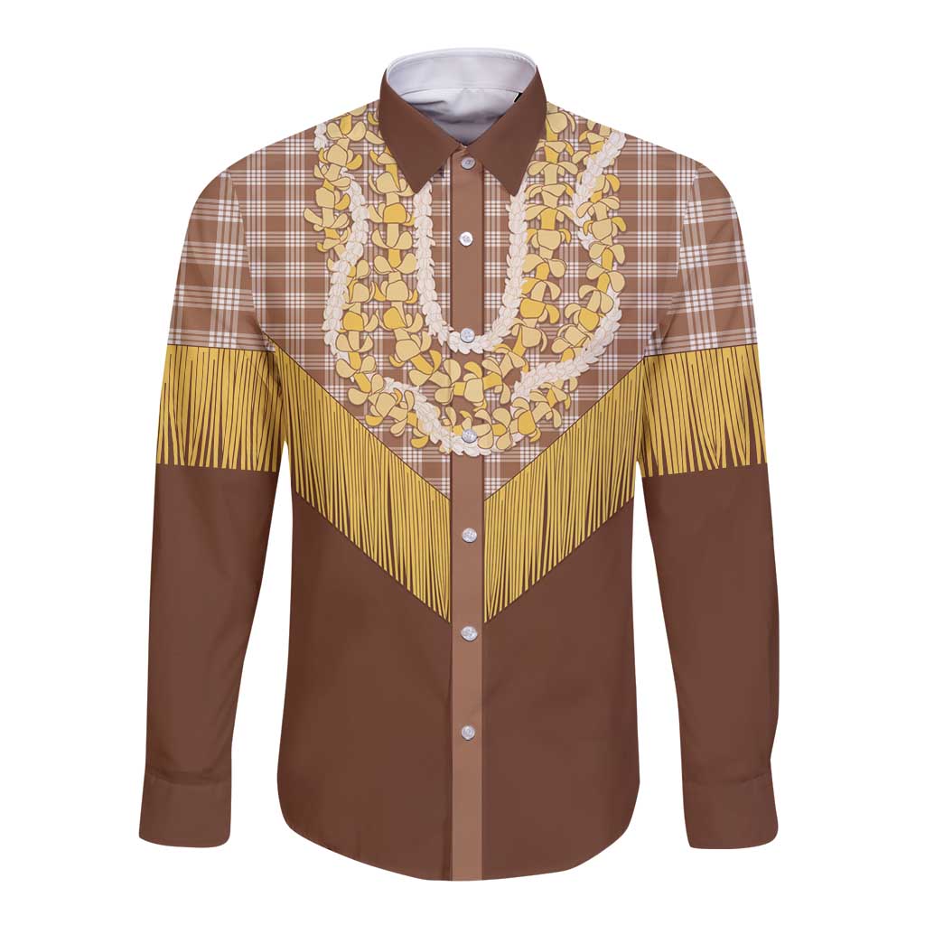 Aloha Hawaii Cowboy Custome Long Sleeve Button Shirt Puakenikeni Lei Palaka Tassel Style - Polynesian Pride