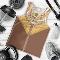 Aloha Hawaii Cowboy Custome Men Tank Top Puakenikeni Lei Palaka Tassel Style - Polynesian Pride