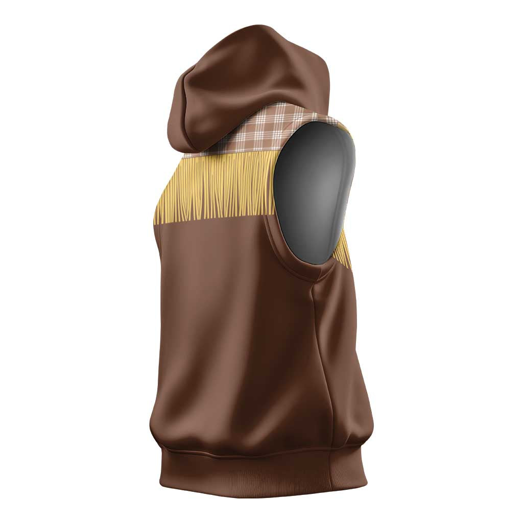 Aloha Hawaii Cowboy Custome Sleeveless Hoodie Puakenikeni Lei Palaka Tassel Style - Polynesian Pride