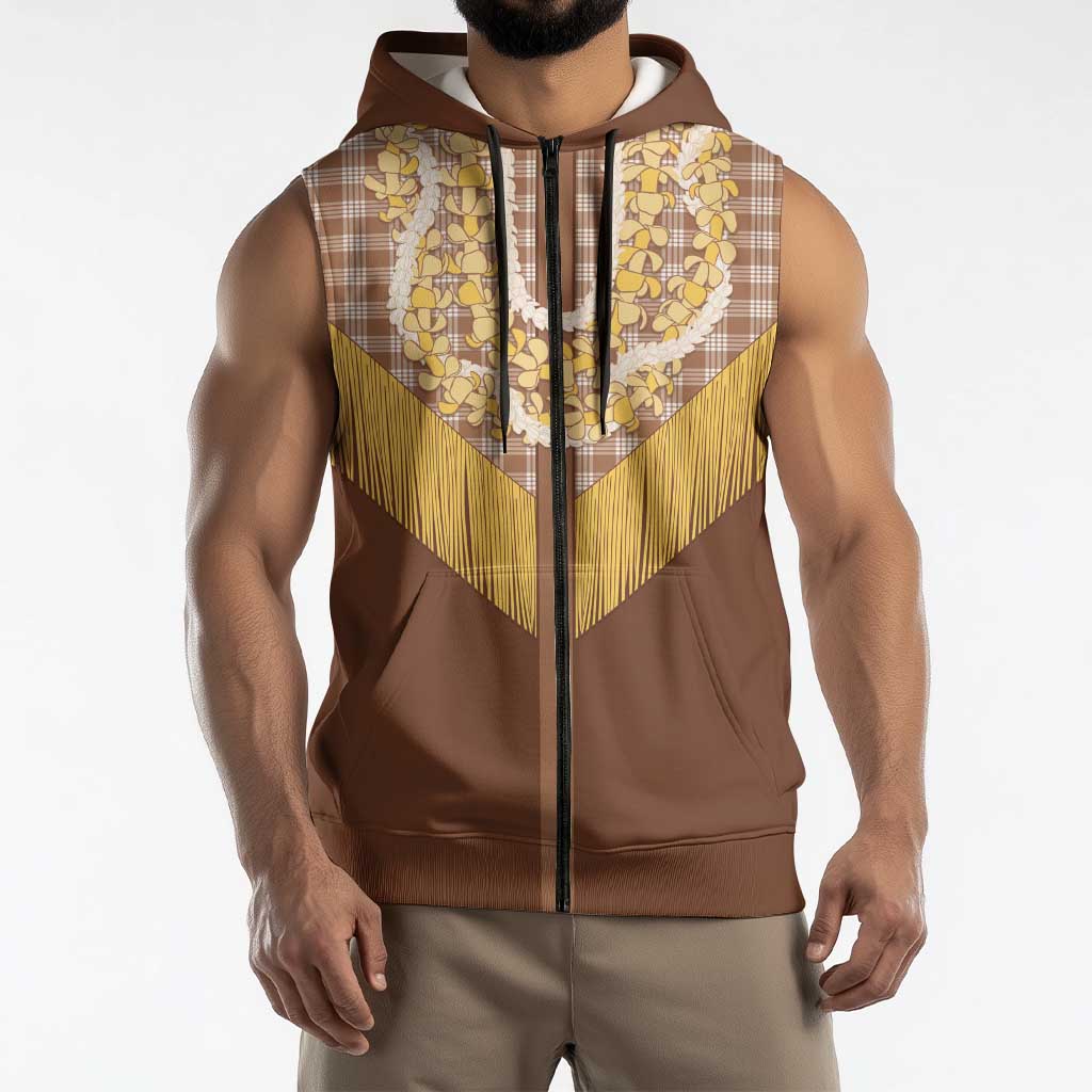 Aloha Hawaii Cowboy Custome Sleeveless Zip Hoodie Puakenikeni Lei Palaka Tassel Style LT14