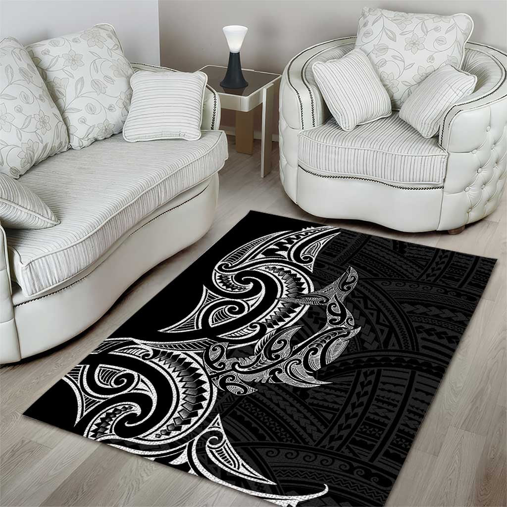 New Zealand Hammerhead Shark Area Rug Maori Haehae Mangopare Black - Polynesian Pride