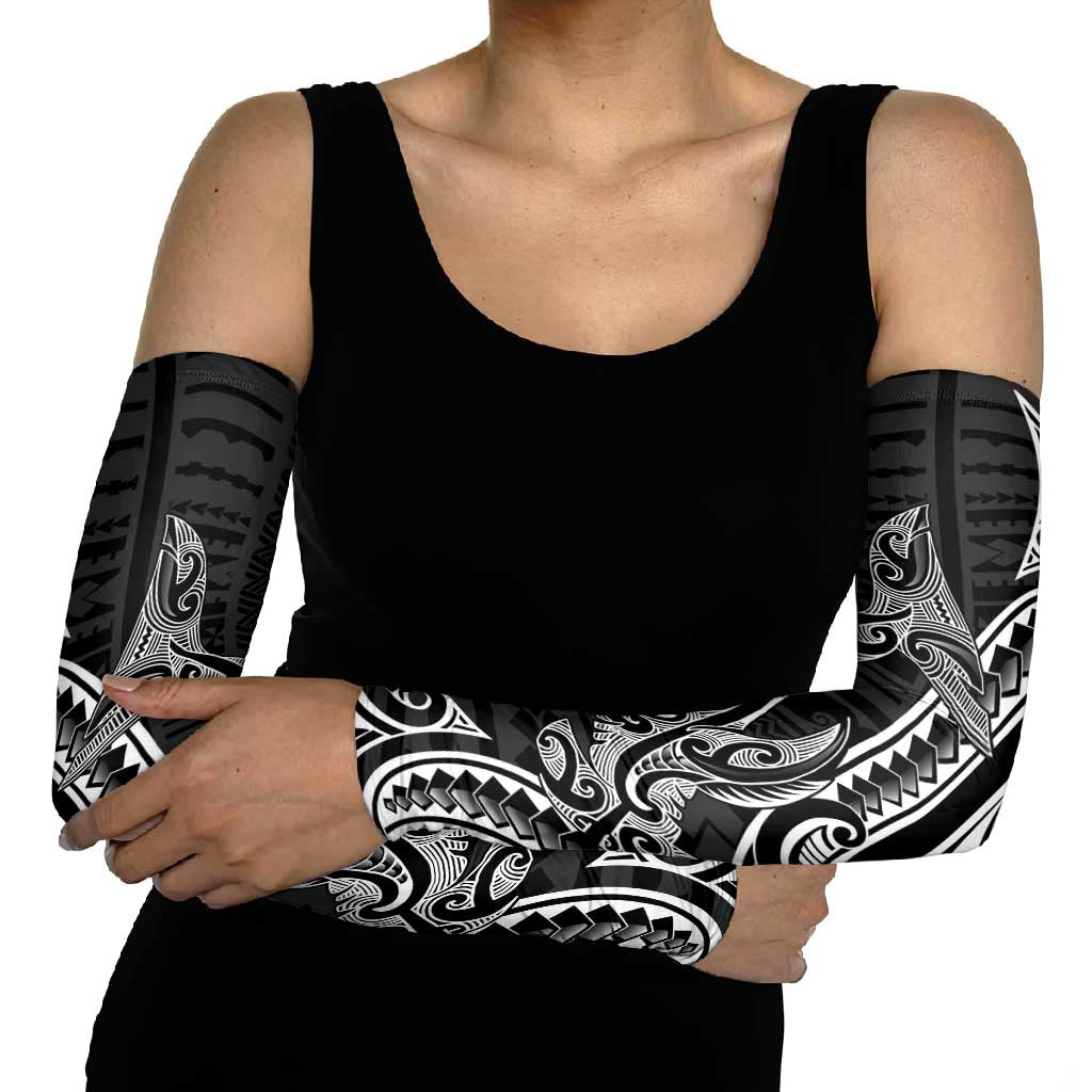 New Zealand Hammerhead Shark Arm Sleeves Maori Haehae Mangopare Black - Polynesian Pride