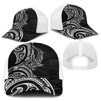 New Zealand Hammerhead Shark Baseball Net Cap Maori Haehae Mangopare Black - Polynesian Pride