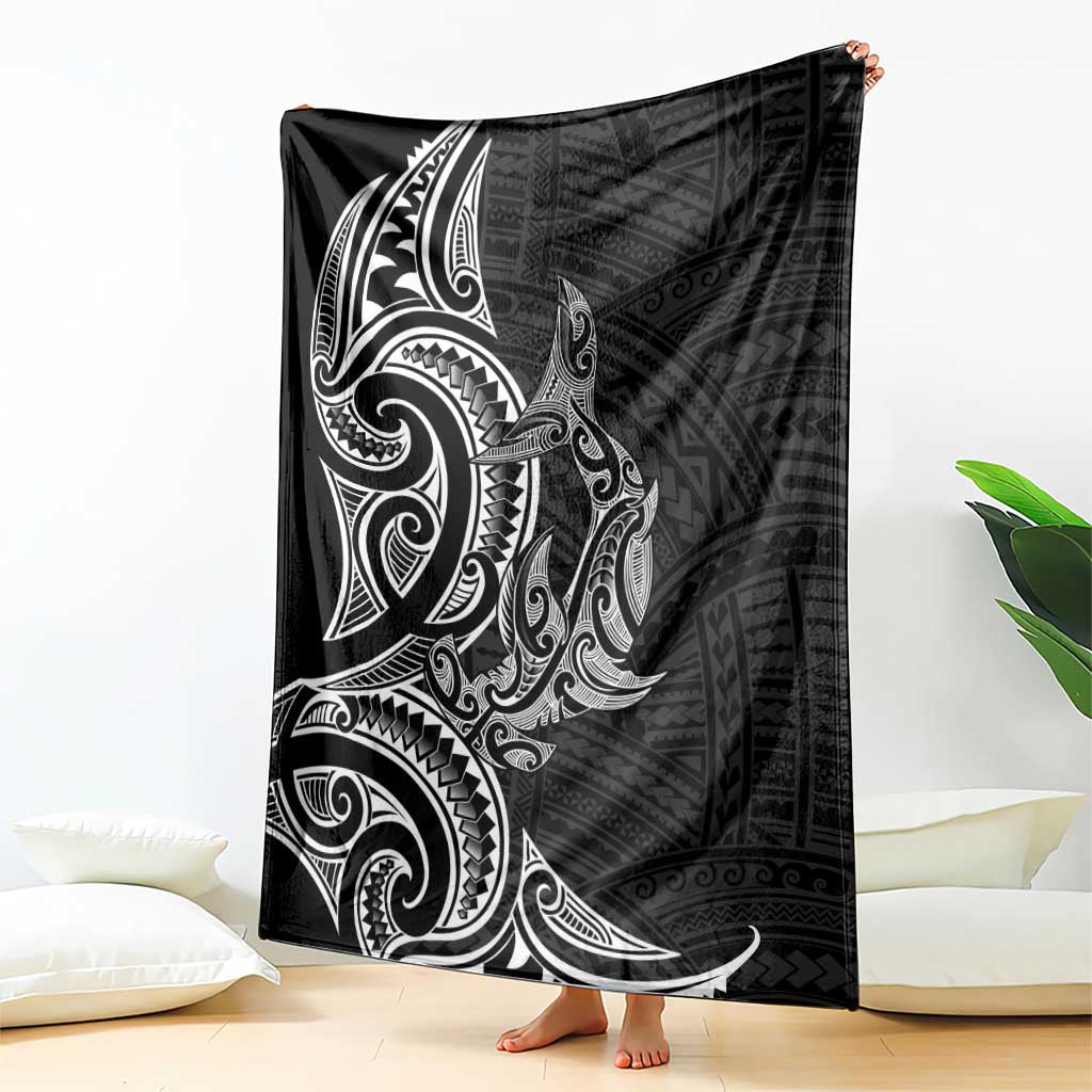 New Zealand Hammerhead Shark Blanket Maori Haehae Mangopare Black - Polynesian Pride