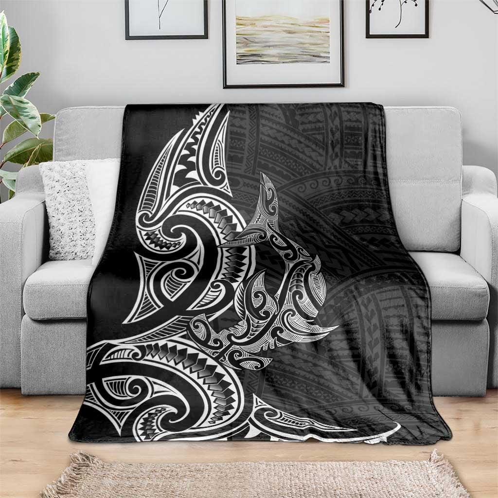 New Zealand Hammerhead Shark Blanket Maori Haehae Mangopare Black - Polynesian Pride