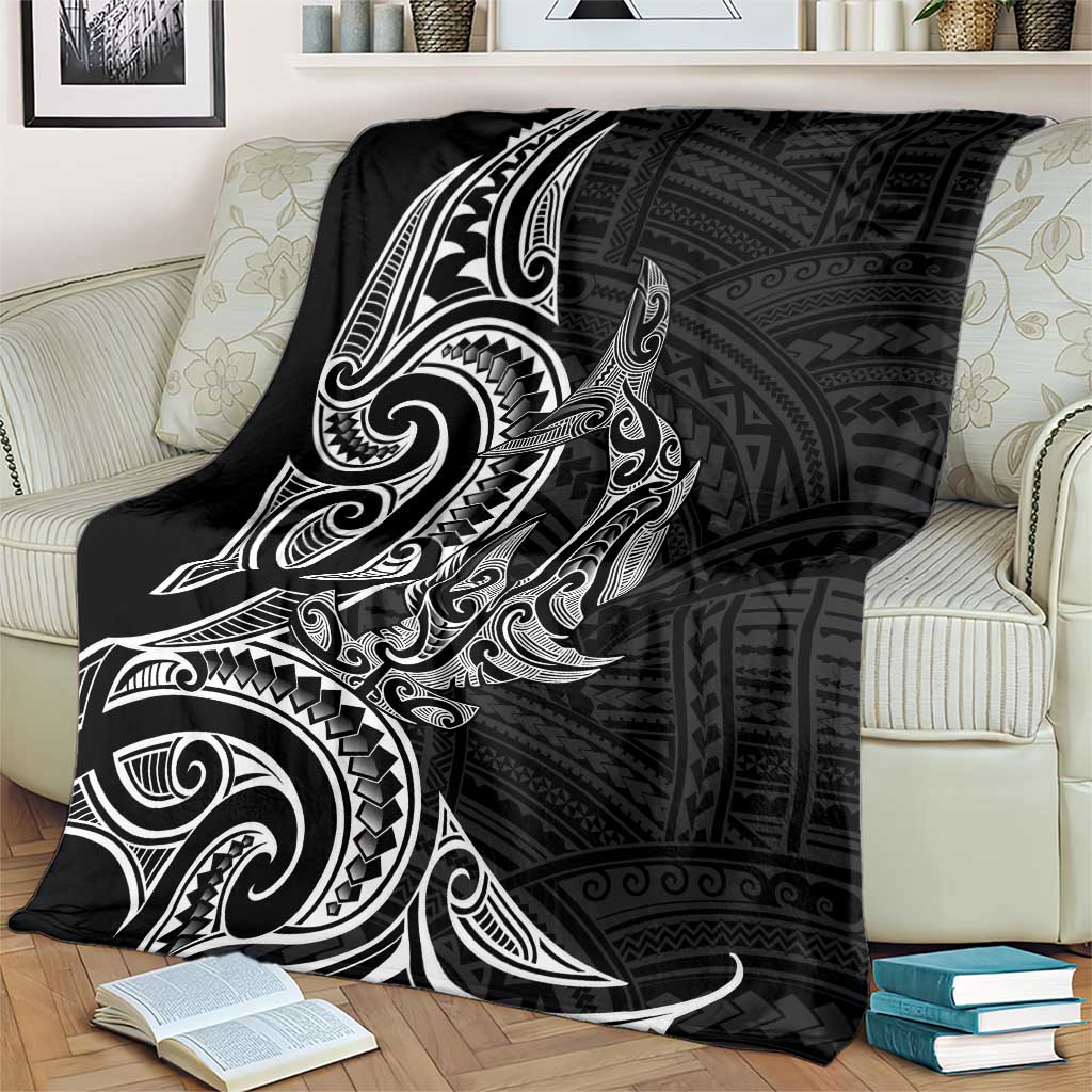 New Zealand Hammerhead Shark Blanket Maori Haehae Mangopare Black - Polynesian Pride