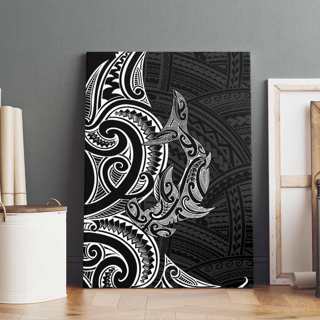 New Zealand Hammerhead Shark Canvas Wall Art Maori Haehae Mangopare Black - Polynesian Pride
