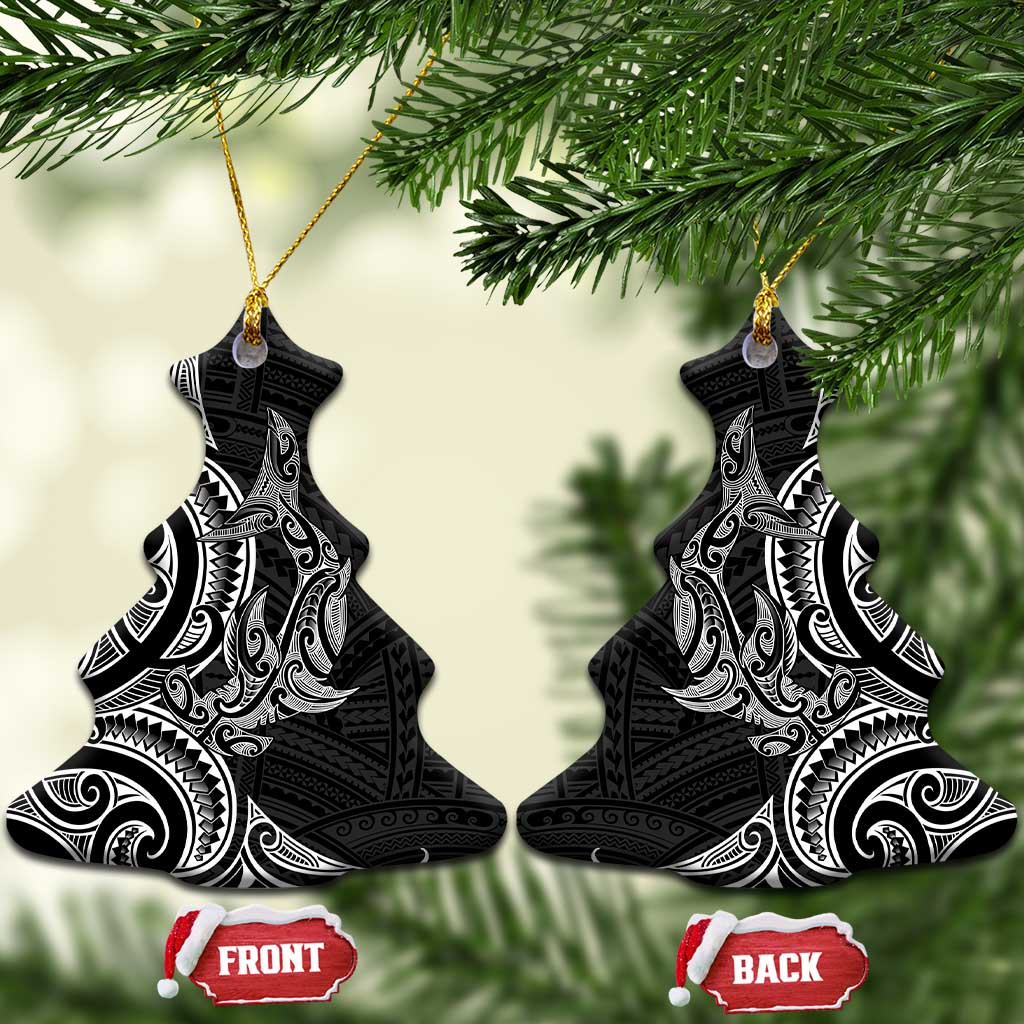 New Zealand Hammerhead Shark Ceramic Ornament Maori Haehae Mangopare Black - Polynesian Pride