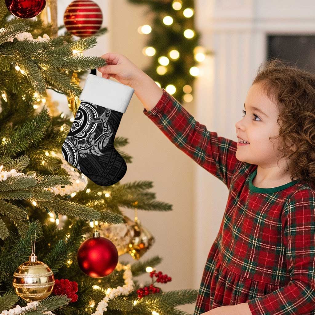 New Zealand Hammerhead Shark Christmas Stocking Maori Haehae Mangopare Black - Polynesian Pride