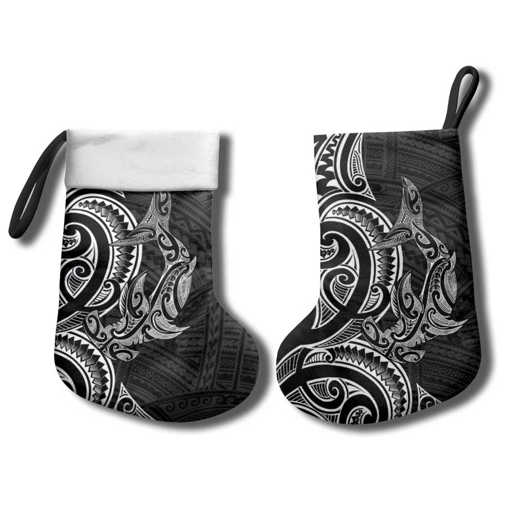 New Zealand Hammerhead Shark Christmas Stocking Maori Haehae Mangopare Black - Polynesian Pride