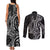 New Zealand Hammerhead Shark Couples Matching Tank Maxi Dress and Long Sleeve Button Shirt Maori Haehae Mangopare Black - Polynesian Pride