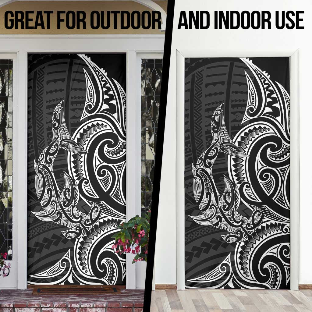 New Zealand Hammerhead Shark Door Cover Maori Haehae Mangopare Black - Polynesian Pride