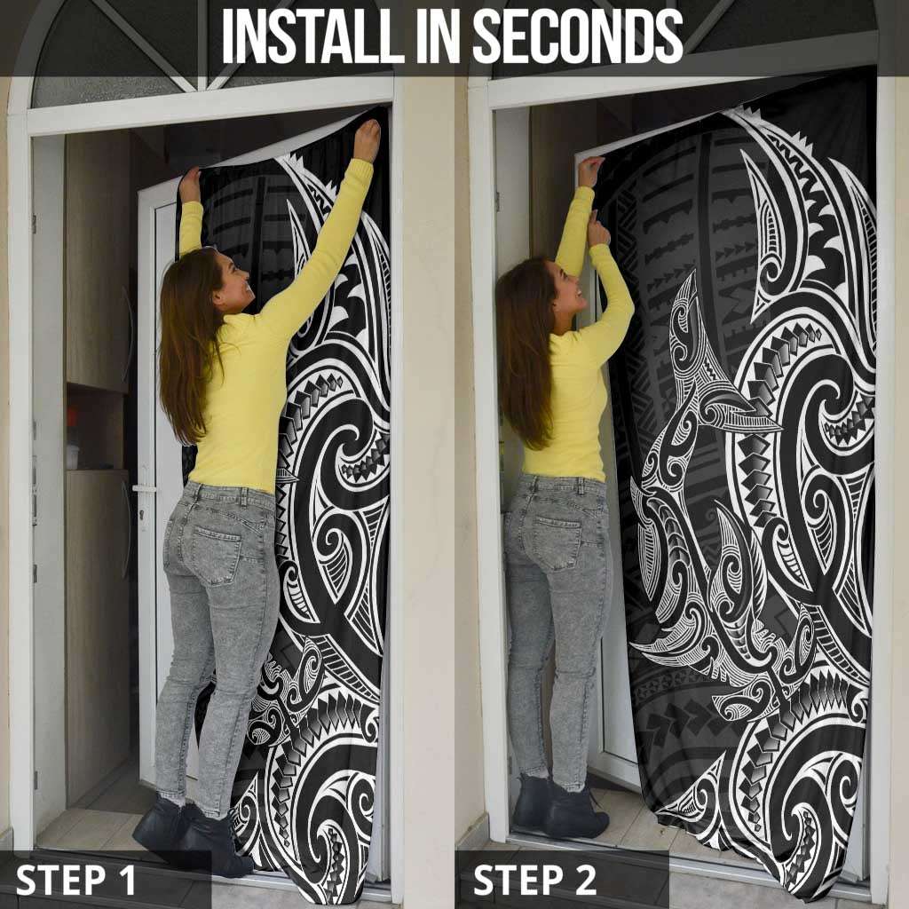 New Zealand Hammerhead Shark Door Cover Maori Haehae Mangopare Black - Polynesian Pride