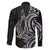 New Zealand Hammerhead Shark Family Matching Long Sleeve Bodycon Dress and Hawaiian Shirt Maori Haehae Mangopare Black - Polynesian Pride