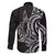 New Zealand Hammerhead Shark Family Matching Off The Shoulder Long Sleeve Dress and Hawaiian Shirt Maori Haehae Mangopare Black - Polynesian Pride