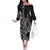 New Zealand Hammerhead Shark Family Matching Off The Shoulder Long Sleeve Dress and Hawaiian Shirt Maori Haehae Mangopare Black - Polynesian Pride