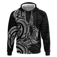 New Zealand Hammerhead Shark Hoodie Maori Haehae Mangopare Black - Polynesian Pride