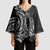 New Zealand Hammerhead Shark Kimono Sleeve Blouse Maori Haehae Mangopare Black - Polynesian Pride