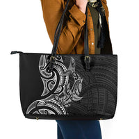 New Zealand Hammerhead Shark Leather Tote Bag Maori Haehae Mangopare Black - Polynesian Pride