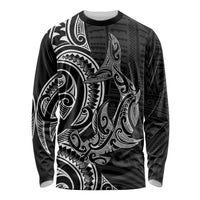 New Zealand Hammerhead Shark Long Sleeve Shirt Maori Haehae Mangopare Black - Polynesian Pride