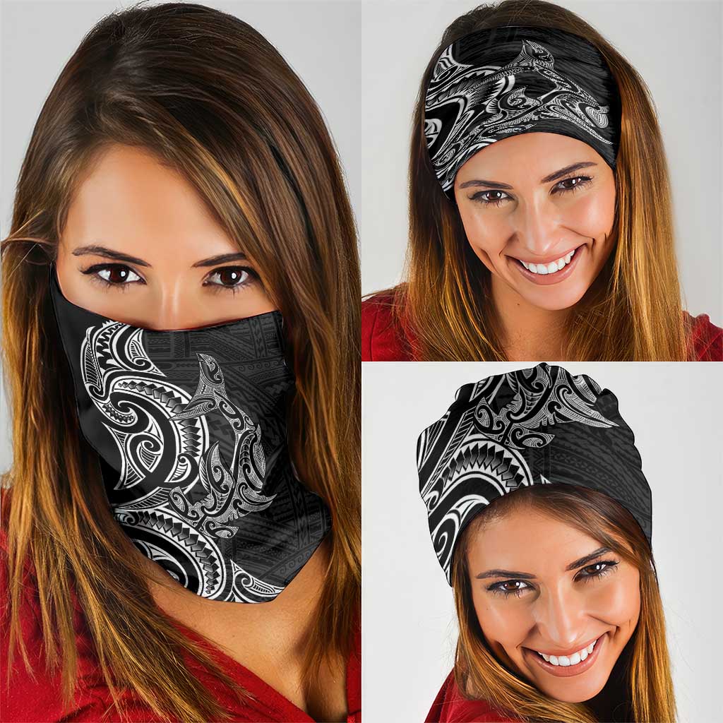 New Zealand Hammerhead Shark Neck Gaiter Maori Haehae Mangopare Black - Polynesian Pride