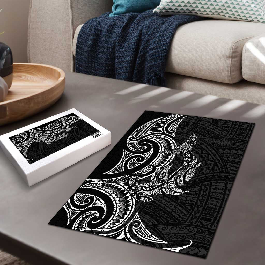New Zealand Hammerhead Shark Puzzle Maori Haehae Mangopare Black - Polynesian Pride