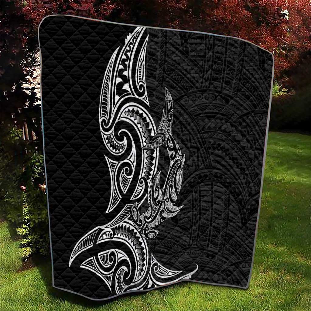 New Zealand Hammerhead Shark Quilt Maori Haehae Mangopare Black - Polynesian Pride