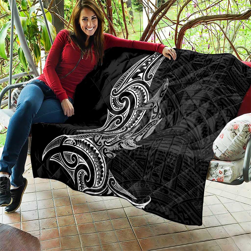 New Zealand Hammerhead Shark Quilt Maori Haehae Mangopare Black - Polynesian Pride
