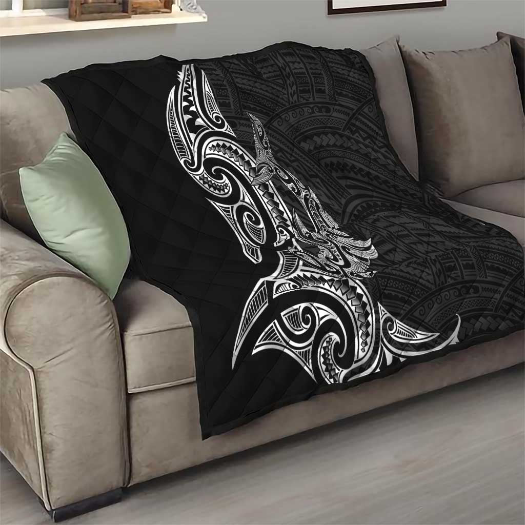 New Zealand Hammerhead Shark Quilt Maori Haehae Mangopare Black - Polynesian Pride