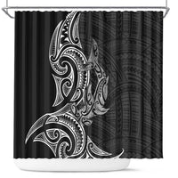 New Zealand Hammerhead Shark Shower Curtain Maori Haehae Mangopare Black - Polynesian Pride