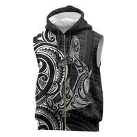 New Zealand Hammerhead Shark Sleeveless Zip Hoodie Maori Haehae Mangopare Black - Polynesian Pride